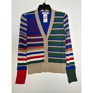 Aldo Martins Striped Sand Talo Cardigan X-Small blue multicolor- V neck
